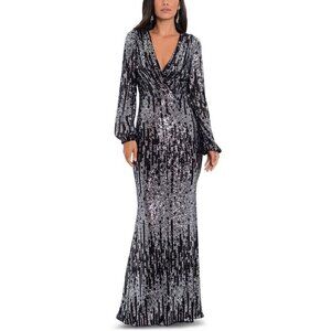 Shiny Sequin V-neck Long dress Evening